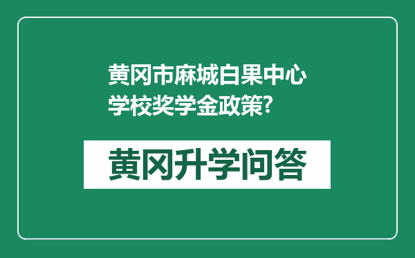 黄冈市麻城白果中心学校奖学金政策?