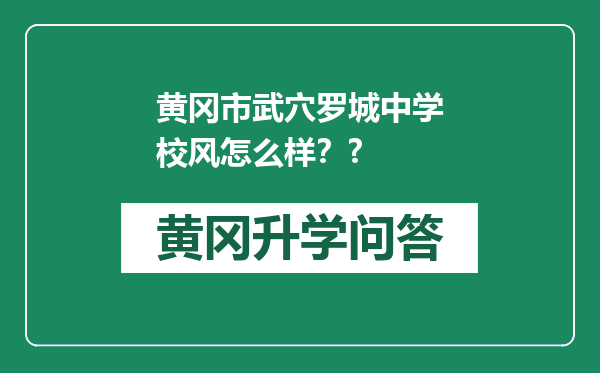 黄冈市武穴罗城中学校风怎么样？?