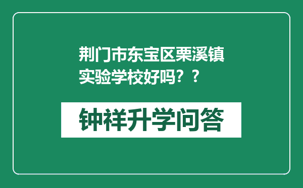 荆门市东宝区栗溪镇实验学校好吗？?
