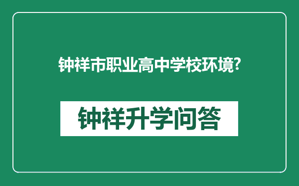 钟祥市职业高中学校环境?