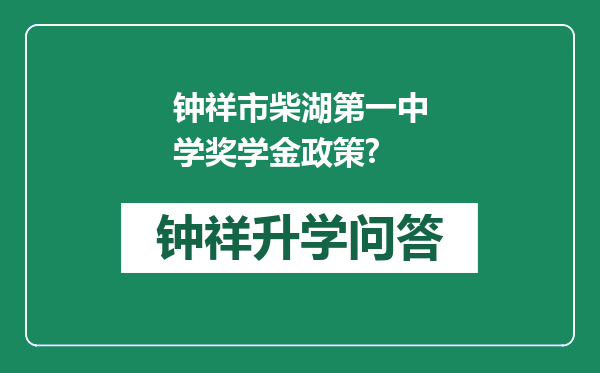 钟祥市柴湖第一中学奖学金政策?