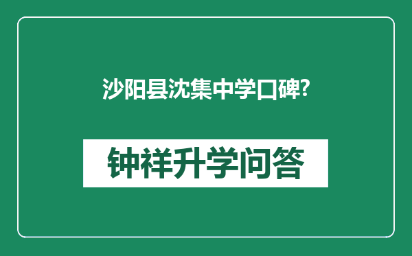 沙阳县沈集中学口碑?