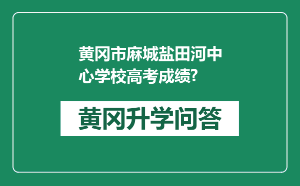黄冈市麻城盐田河中心学校高考成绩?