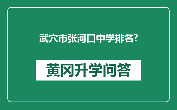 武穴市张河口中学排名?