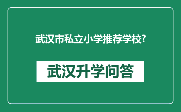 武汉市私立小学推荐学校?