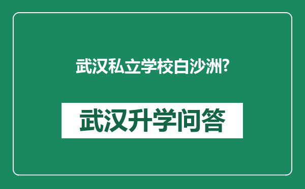 武汉私立学校白沙洲?