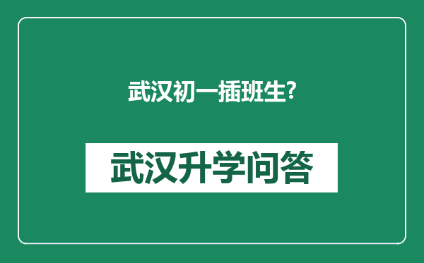 武汉初一插班生?