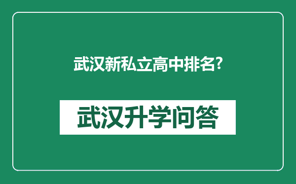 武汉新私立高中排名?