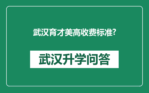 武汉育才美高收费标准?