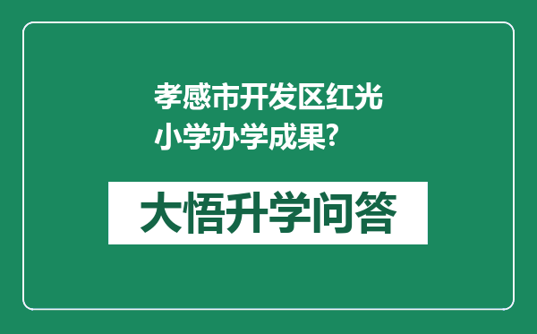 孝感市开发区红光小学办学成果?