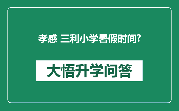 孝感 三利小学暑假时间?