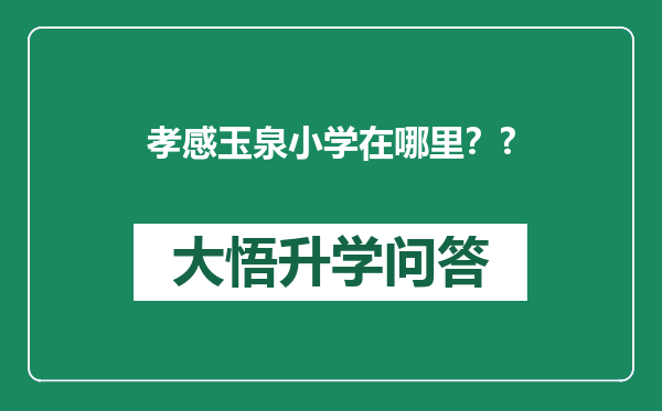 孝感玉泉小学在哪里？?