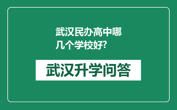武汉民办高中哪几个学校好?