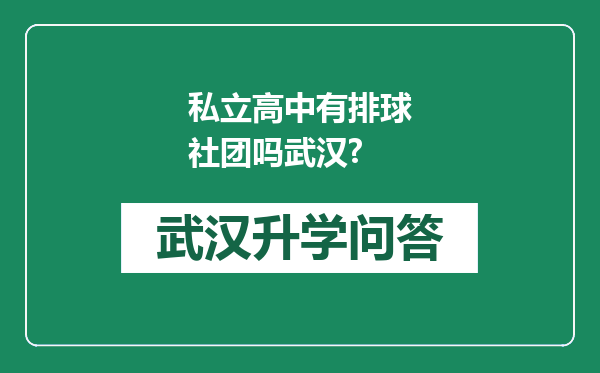 私立高中有排球社团吗武汉?