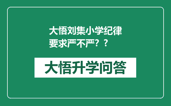 大悟刘集小学纪律要求严不严？?