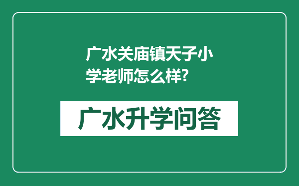 广水关庙镇天子小学老师怎么样?