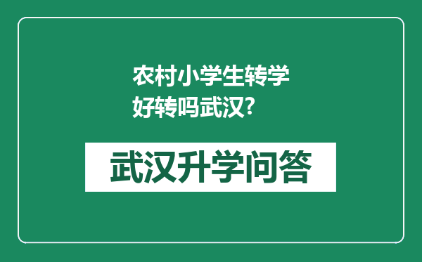 农村小学生转学好转吗武汉?