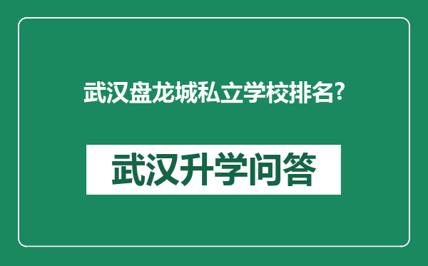 武汉盘龙城私立学校排名?