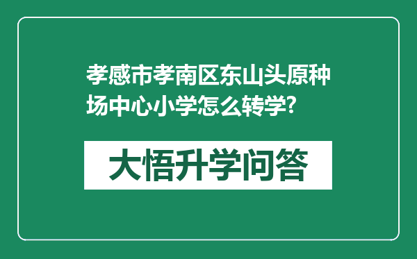 孝感市孝南区东山头原种场中心小学怎么转学?