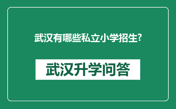 武汉有哪些私立小学招生?