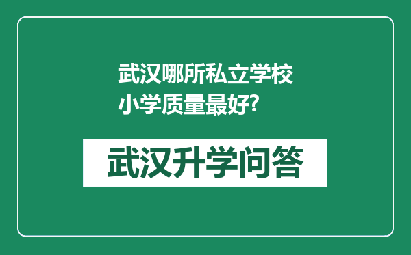 武汉哪所私立学校小学质量最好?