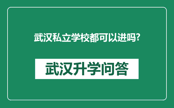 武汉私立学校都可以进吗?