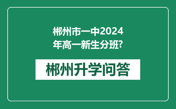 郴州市一中2024年高一新生分班?