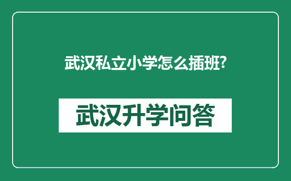 武汉私立小学怎么插班?