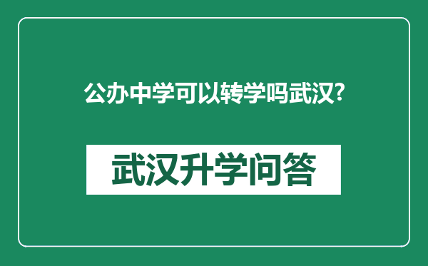 公办中学可以转学吗武汉?