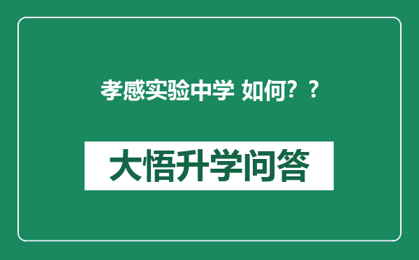 孝感实验中学 如何？?
