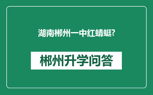 湖南郴州一中红蜻蜓?