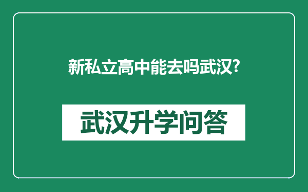 新私立高中能去吗武汉?