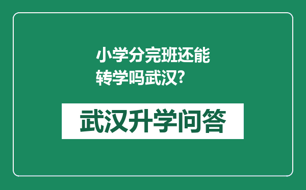 小学分完班还能转学吗武汉?