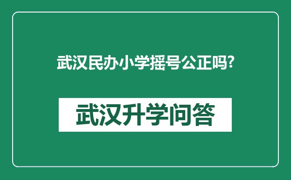 武汉民办小学摇号公正吗?