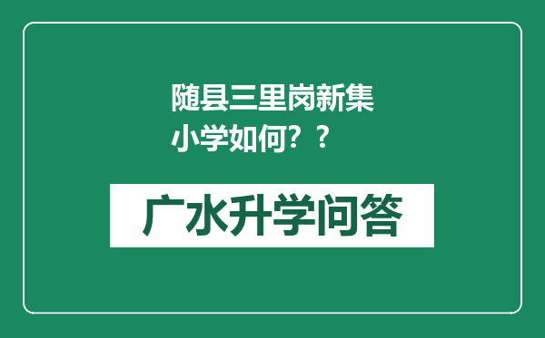 随县三里岗新集小学如何？?