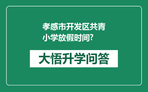孝感市开发区共青小学放假时间?