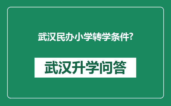 武汉民办小学转学条件?