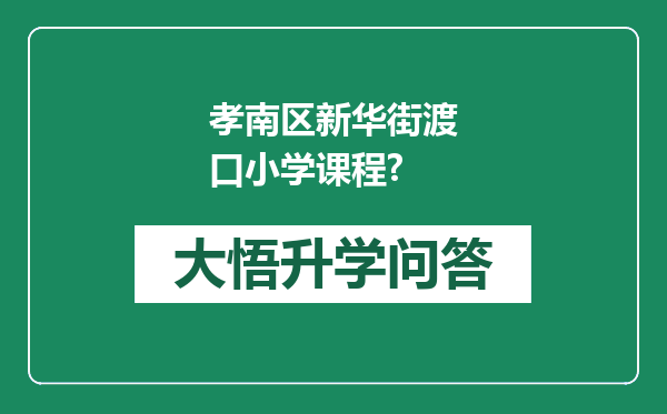 孝南区新华街渡口小学课程?