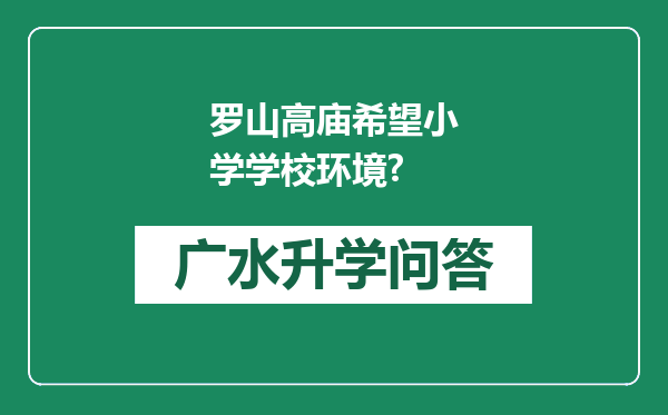 罗山高庙希望小学学校环境?