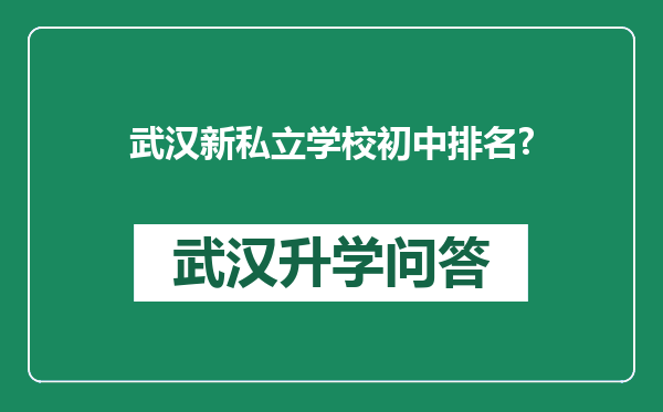武汉新私立学校初中排名?