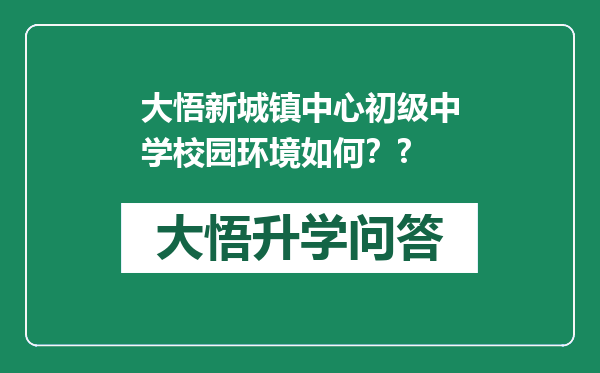 大悟新城镇中心初级中学校园环境如何？?
