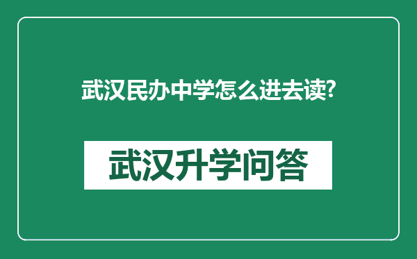 武汉民办中学怎么进去读?