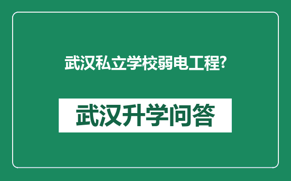 武汉私立学校弱电工程?