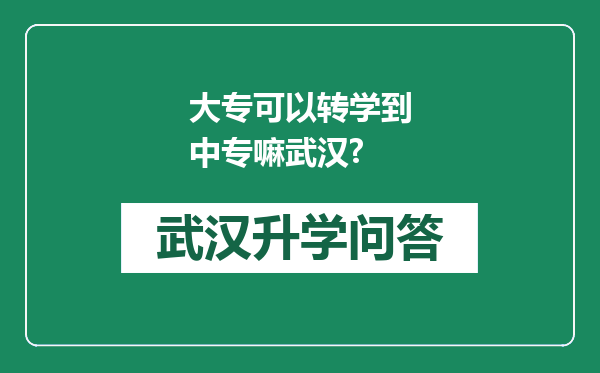 大专可以转学到中专嘛武汉?