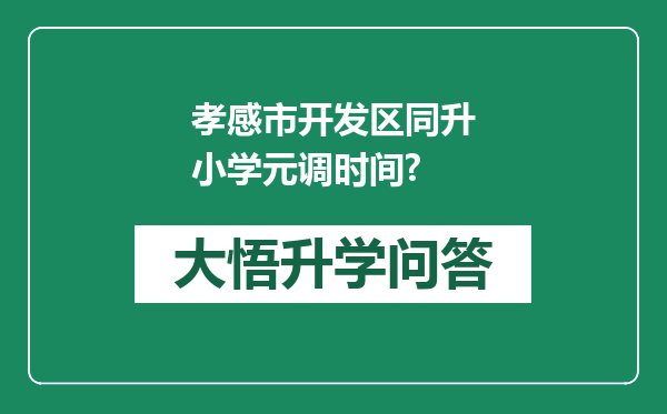 孝感市开发区同升小学元调时间?