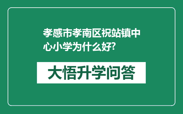 孝感市孝南区祝站镇中心小学为什么好?