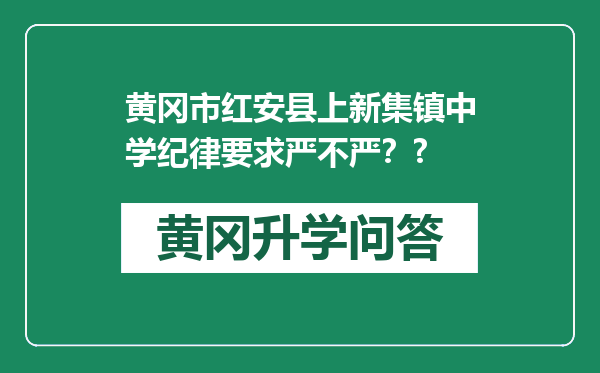 黄冈市红安县上新集镇中学纪律要求严不严？?