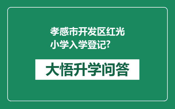 孝感市开发区红光小学入学登记?