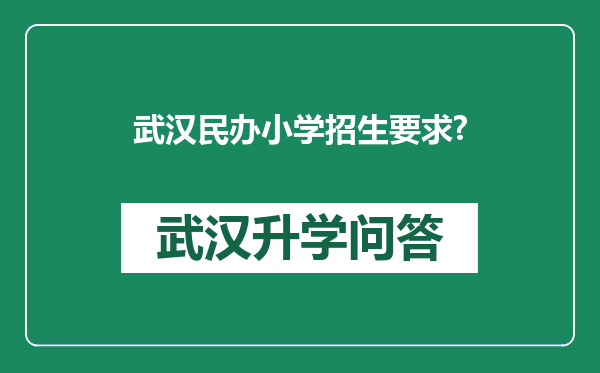 武汉民办小学招生要求?