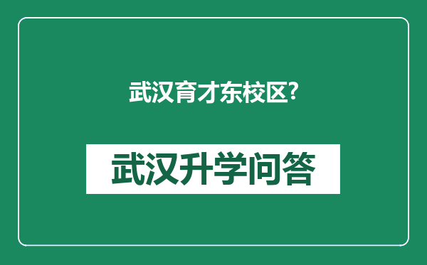 武汉育才东校区?